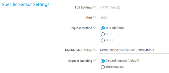 Specific Sensor Settings Specific Sensor Settings